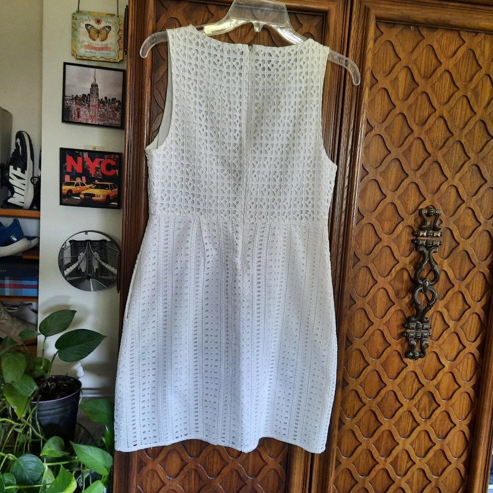 MADEWELL White Eyelet Trail Mini Sleeveless Sheath Dress with Pockets! - 6 - Picture 9 of 16